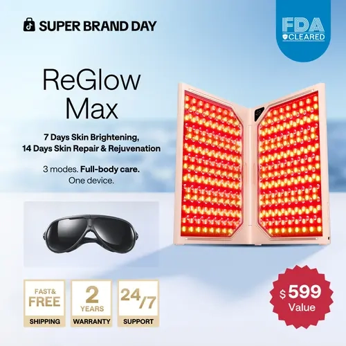 JMOON by Ulike Reglow Red Light Therapy for Face, Medical-Grade Anti-Aging with Red & Near-Infrared Light Therapy, Treats Acne with Blue & Red Light | 3 Modes, 1040 cm² Area, 464 LEDs, Foldable