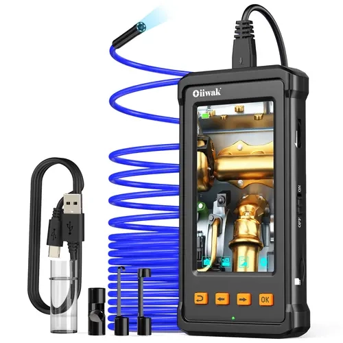 Oiiwak Automotive Endoscope Camera with Light, 5.5mm Borescope, 4.3 inches IPS HD Digital Inspection Camera, IP67 Waterproof, 3.5m/11.5ft Color Cable, 8GB TF Card, Accessories Set for Automotive Repair Tools