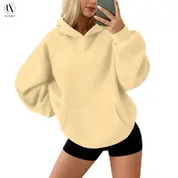 AUTOMET Women's Clothes - Lady's Oversize Minimalist Full-Sleeve Cotton Fleece Polyester Fabric Hoodie, Baggy Chic Pockets Tops for Casual Fall Everyday Wear Sweatshirts