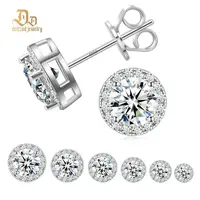 Delzzad 18k Gold-Plated Halo Stud Earrings Lab-Created Moissanite Earring S925 Sterling Silver Moissanite Jewelry Perfect Birthday Mother’s Day Christmas Gift for Men Women Wedding Set