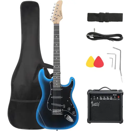 GLARRY Full Size Beginner Electric Guitar for Music Lovers - Basswood Body, Maple Neck, Smooth Maple Fingerboard, Steel Tuning Pegs, 20W Amp, Accessories Pack, Guitar Bag, No Battery Needed (TikTok Shop Back to School Musical Instruments)