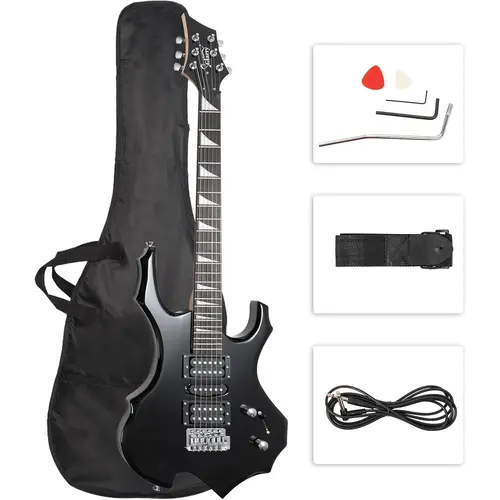 Glarry Fire-Style Electric Guitar Kit for Beginner Teen Boys - Basswood Body, Maple Frets, Humbucker Pickups, Tremolo Arm, 5-Way Switch, Strings, Amp Wire, Volume/Tone Controls, Nut Width Specs, Accessories Pack, 36.2x12.8x1.65in - Musical Instrument Gift