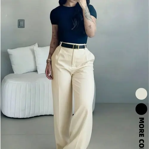 Women's Basic Plain High-Waist Business Pants, Suitable for Office and Daily Wear, Elegant Casual All-Season Commuter Trousers