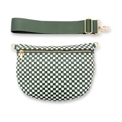 Women's Camden Woven Checkered Crossbody Bag - Vegan Leather Casual Fashion Accessory for Women