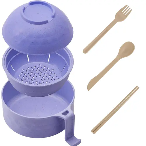 MIUVA 6-Piece Adult Ramen Bowl Set, BPA-Free Dishwasher-Safe Eco-Friendly PP Materials, Microwave-Safe Soup Bowl Ramen Cooker, Cutlery (Chopsticks, Spoon), Filter Cover, Convenient Tableware Value Pack for Thanksgiving, Christmas Gift