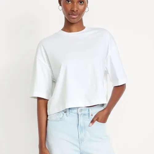 Old Navy Women's Vintage Crew-Neck Oversized Crop T-Shirt
