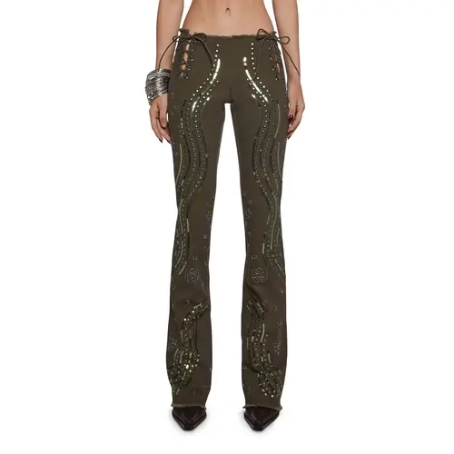 Tina Embellished Pants - Olive