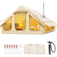 DoCred Large Inflatable Camping Tent with Pump, Glamping Tents with Stove Jack, Easy Set up 4 Season Waterproof Windproof Outdoor Gazebo, Luxury Cabin Tent with Removable Mesh Windows & Doors for Beach, Backyard, Sleepovers, Camping,summerwins