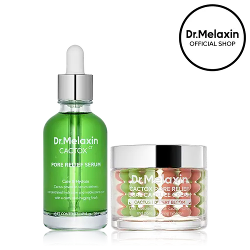 [Dr.Melaxin Official] CACTOX Pore Lock-In Serum & Dual Capsule Cream Duo with Deep Hydration, Soothing Care, Sebum Balance & Skin Repair