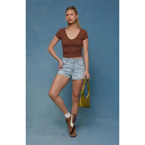 Pacsun Women's Ivy High Waisted Festival Jean Shorts Light Blue