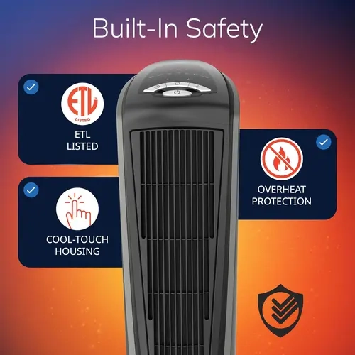 Uhair Household Silent Indoor Heater for Large Spaces! This electric heater features ~45° up & down tilt plus 70° wide angle adjustment. Comes with thermostat, remote control, 8 safety safeguards and 12-hour timer. Perfect for bedrooms & offices.  black
