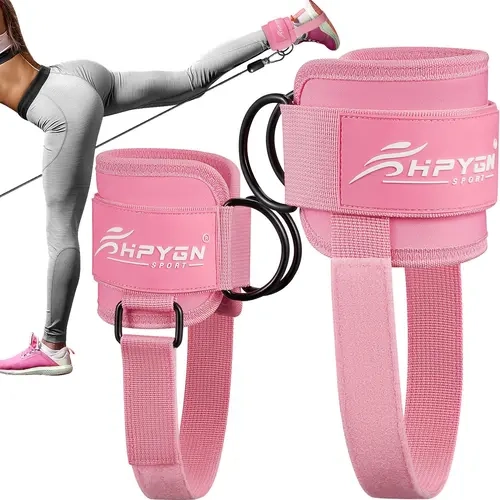 HPYGN 7mm Anti-Slip Velcro Adjustable Padded Ankle Cuffs - Effective, Versatile Cable Machine Gym Accessory with Neoprene Pad, Secure Wrap, Comfortable with 0 Chafing, Holds Main Strap Firmly for Glute & Leg Workouts, Holiday Gift Option
