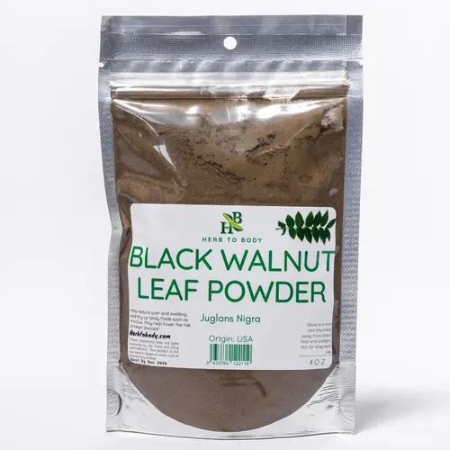 Herb To Body Black Walnut Leaf Powder - Halal Botanical Dietary Health Supplement, GMO-Free, Artificial Color-Free, Antibacterial Herbs, Finely Milled 4 oz & 1 lb Drink Mix for Nutritional Wellness Support (All Ages)