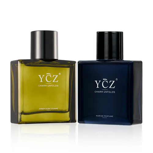 [YCZ] Men's 100mL Fragrance Duo Set - 2×50mL/1.7fl oz Marine Aromatic Aquatic Parfum & Amber Glow Cologne Discovery Set, Cool Cedar, Warm Musk, Fresh Sophisticated Long-Lasting Vegan Cruelty-Free Date Scents