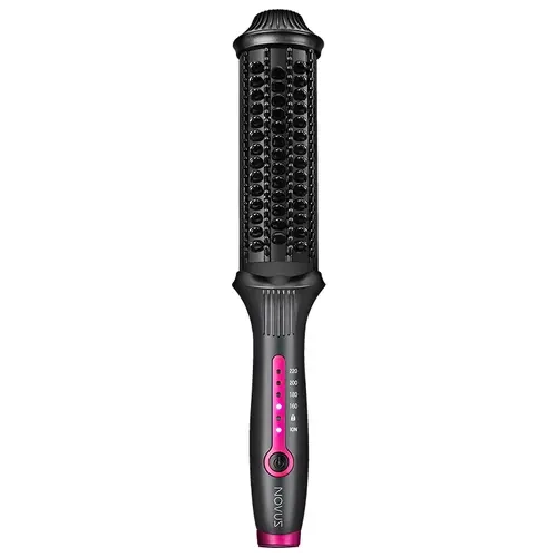 NOVUS Hair Straightener Brush - 4 Temperatures, 30 Seconds Fast Heats, Anti-Scald Ceramic Comb, 360° Rotatable Cable, Auto-Off, Frizz-Reducing, Smoothing for All Hair Types, Home Salon Use (Black)