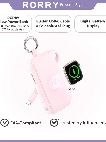 #DealsForYouDays RORRY Flow 10000mAh 40W Fast Charging Power Bank with USB-C Cable & Foldable Plug for iPhone 17-12 & Apple watch Travel Essential Giftidea summerwins