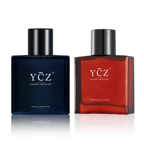 [YCZ] Fragrance Ensemble, Men's Cologne & Unisex Fragrance Set - 2×50 mL Midnight Marine & Crimson Oud, Fresh Marine & Woody Oud Scents, Long Lasting, Vegan, Cruelty-Free, Chemical Free, Contains Alcohol