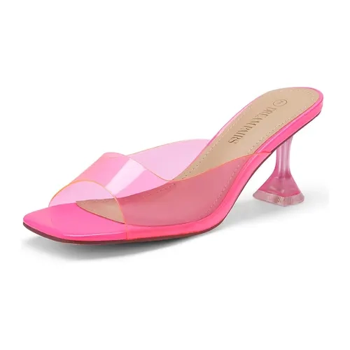 Dream Pairs Clear Square-Toe Stiletto Mules – Slip-On Wedding Dress Sandals, Cushioned Insole
