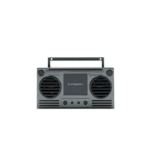 Bumpboxx Microboom Portable Bluetooth Speaker - Mini Wireless Stereo Multi-Channel Casual Device, Necklace-Style Wearable, Built-In Bluetooth Link, SD Card Slot, Rechargeable Batteries, TWS Left & Right Pairs, Teen Gift, 3.7 oz, Aesthetic Tech