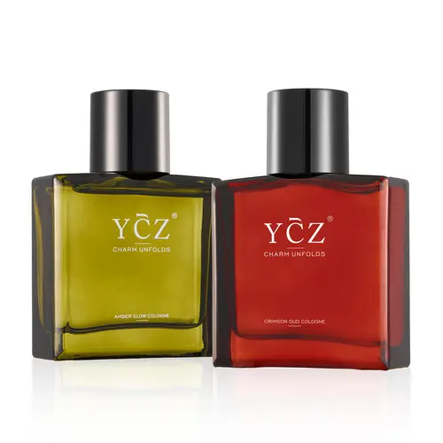 [YCZ] Men's Daily Scent Set | 2 × 50 mL | Crimson Oud & Amber Glow | Amber Glow Fruity Chypre | Cimson Oud Spicy Oriental | Egant Scent | Long-Lasting Vegan Cruelty-Free | Daily Wear Scented Fragrance Set