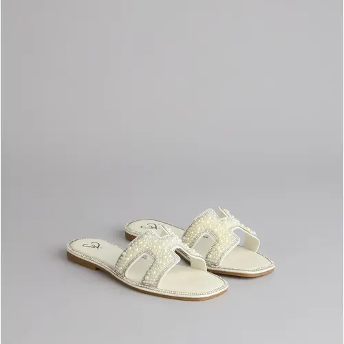 I Do Glam Faux Pearl Rhinestone Sandals