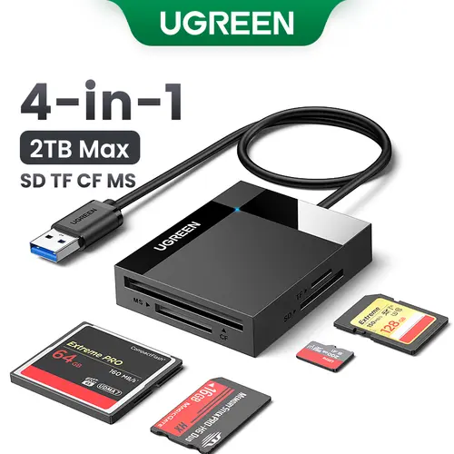 UGREEN 4in1 SD TF Card Reader 5Gbps 2TB Max USB 3.0 TF, SD, CF,MS ,Micro SD, SDXC for Windows Linux MacOS Laptop PC, Computer Office Accessories, September Restock，TikTokShopBlackFriday ,TikTokShopHolidayHaul