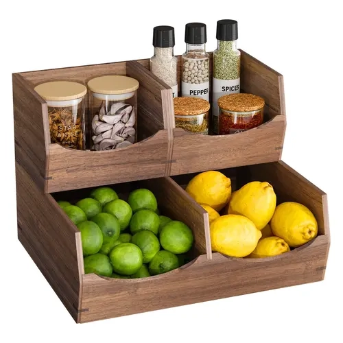 Seville Classics 3-Piece Stackable Acacia Bin Storage Set