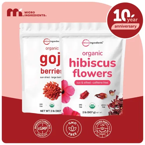 Eva's Berries and Flowers Bundle: Goji Berries 2lb & Hibiscus Flowers 2lb