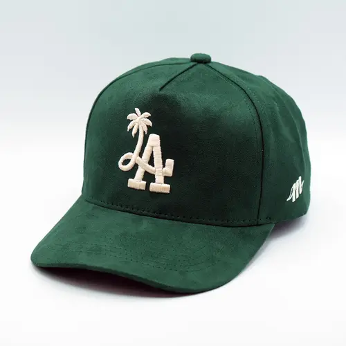 MOJA BASICS LA Palm Tree Premium Cotton Crown Snapback Hat - A-Frame Design, Adjustable Snapback Closure, Southern California Style, Casual Fit, Custom Initials, Embroidered in the USA