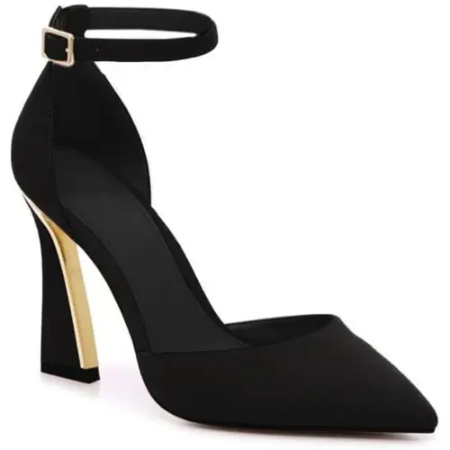 Coutgo Women's Stiletto Heeled Pumps - Classy Pointed Toe Formal Shoes for Women with Ankle Strap Buckle, All Seasons Heels for Parties, Club Wear