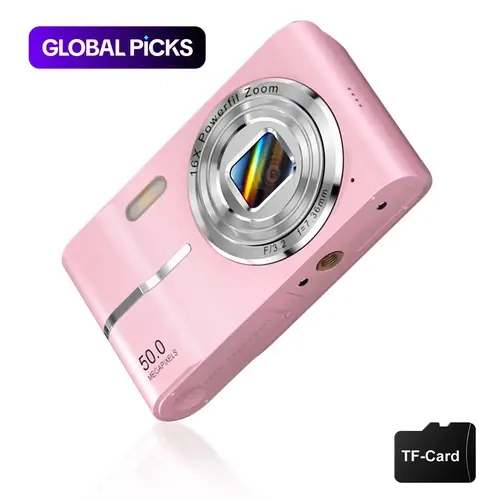 FHD 1080P Digital Camera with SD Card, Hybrid Autofocus, 16X Digital Zoom Camera, Compact Portable Mini Camera for Teenagers Students, Point and Shoot Camera for Gifts, Tech Gadgets, Including Chargeable Battery, No Adapter #GLOBAL PICKS