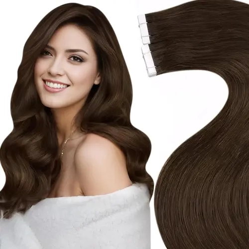 LaaVoo Authentic Silky Straight Real Human Hair Classic Ombre Balayage Skin Weft Tape-In Extensions - 20 Counts, Long, Glueless, Lightweight, Invisible Wefts, Strong White Glue, Natural Look, Various Colors, High Quality, Everyday Wear (Mother's Day Gift)
