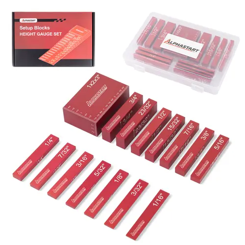 ALPHASTART 15-Piece Precision Aluminum Setup Blocks - 3in Long Height Gauge Set, .001in Stacking, Laser Engraved Size Markings, Router/Table Saw Accessories for DIY Enthusiasts, Fence/Cutter Depth Adjustment
