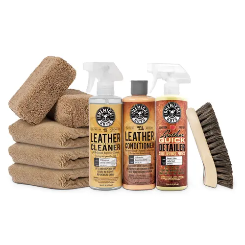 Chemical Guys Complete Interior Detailing Kit - Automotive Car Cleaning Kit with Dashboard Leather Cleaner, Upholstery Cleaner, Microfiber Cloth, Professional Detailing Setup Supplies, Made for Automotive Leather Interiors
