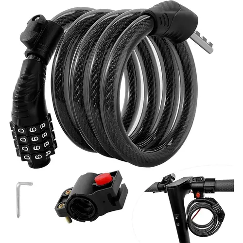 AOPO Password Lock, compatible with Xiaomi M365 / Max / GXL / GXL / Ninebot / Segway scooters, motorcycles, and bicycles. 4-foot long / 0.472-inch thick anti-theft scooter lock, 4-digit metal combination cable lock for e-bikes and bicycles.
