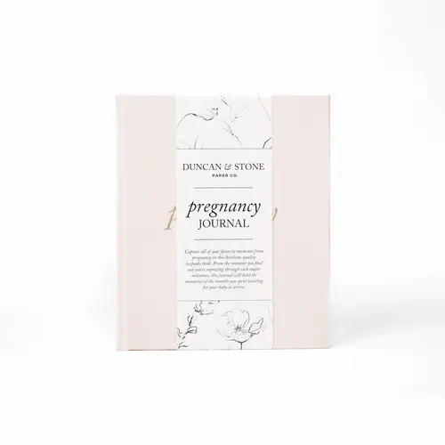 Duncan & Stone Paper Co. Pregnancy Journal, 120-Page Softcover Parenting Keepsake Book with Gold Foil, 2-Page Weekly Log, 9.25in x 7.75in Easy-to-Hold Design, Gift-Ready Cellophane Bag for Expecting Moms & Growing Families