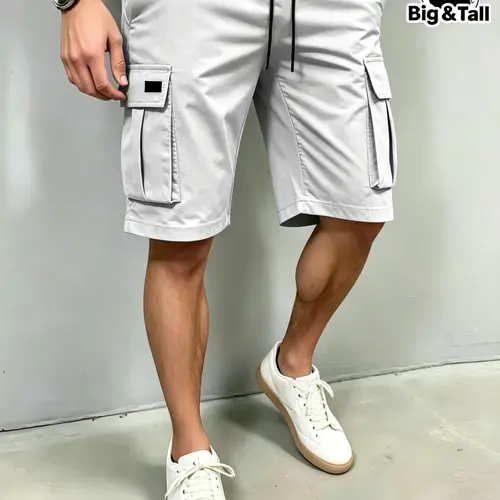 Men's Plus Size Casual Trendy Shorts, Loose Fit Workwear, Ideal Summer Choice, Perfect for Daily Wear and Outdoor Activities, Breathable Fashion Pocket Shorts, Lightweight Casual Shorts