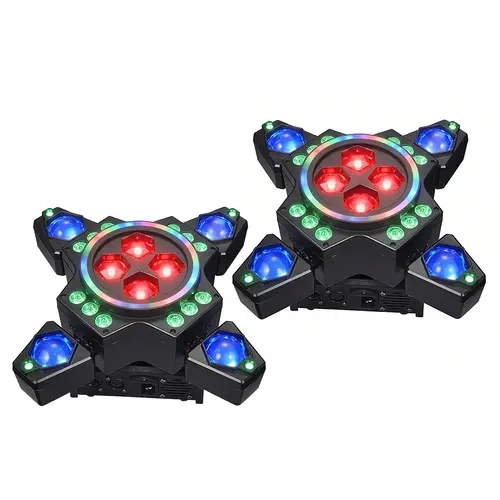 Small Whirlwinds 6in1 LED Stage Light with Laser, Strobe & RGBW - DMX512 DJ Lighting for Disco, Karaoke & Event Decor