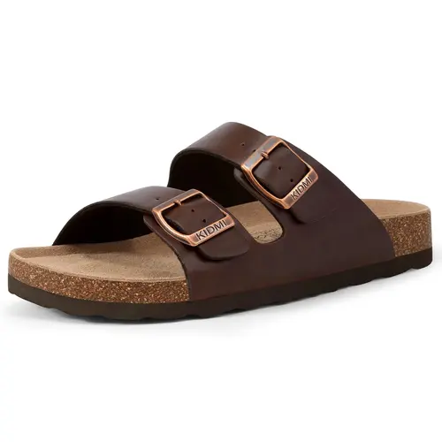 KIDMI Womens Flat Sandals Summer Sandals Arch Support Cork Footbed Slide Sandals with Double Adjustable Buckle for Women Men Outood Beach Sandals