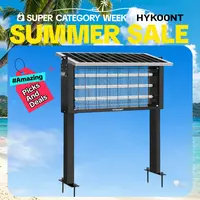 HYKOONT Solar-Powered Mosquito Trap Lamp - 30W Anti-Mosquito Electronic Killer, Triple-Tube, Dusk-to-Dawn, IPX4 Waterproof, Silicon Panels, Battery-Powered, Purple-Blue Lure, 30W for 8000 Sq.Ft Summer Garden Yards