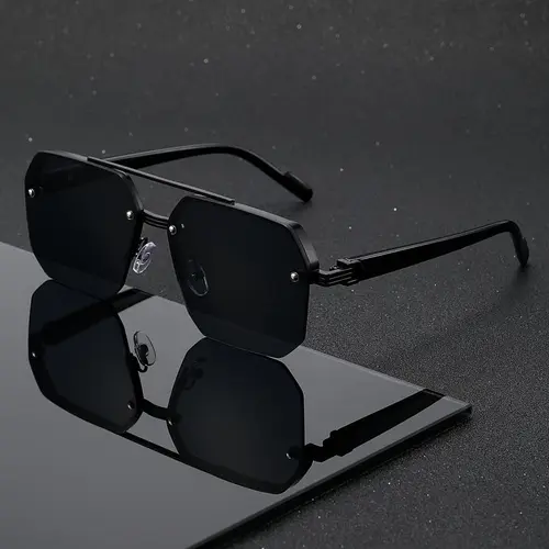 Unisex Retro Square Shape Rubber Frame Sunglasses - Double Bridge, UV Protection, Adults' Fashion Eyewear Accessories, Party Wear, Unique Gifts for Man, Gifting Option for Father's Day
