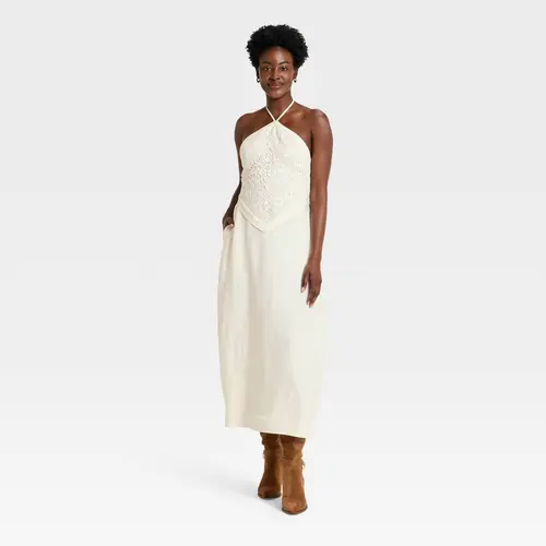 Women's Embroidered Skater Dress - A