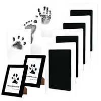 Larleaf Paw Print Kit, 4-Pcs Ink Pads + 2 Photo  Frame, Mess-Free Paw Print Stamp Pad for Dogs & Cats, Clean Touch Ink Pad, Dog NosePrint Kit, Keepsake Gift For Dogs And Cats, Memorial Gift For Pets