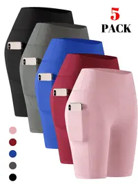 Women' High Waisted Quick-Dry Squat-Proof Yoga Shorts - 3 Inch Workout Gym Running Shorts with Elastic Waistband, Training, Fitness, Cycling & Running Gym Pants with Double-Sided Pockets, Abdominal Compression, Soft High-Elasticity for all-Season workout
