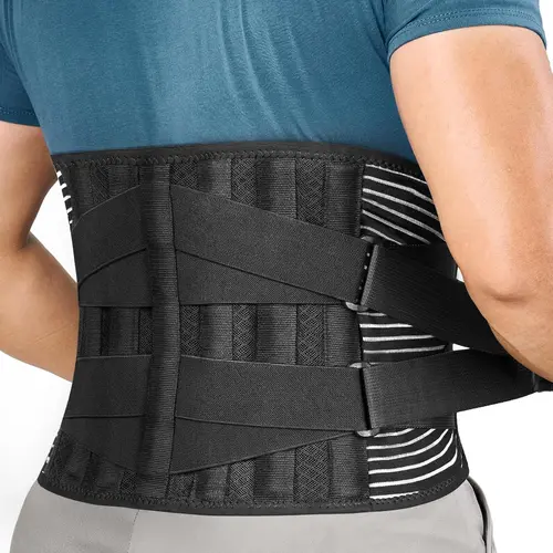 UGEM Unisex Adults' Lower Back Brace - 6-Stay Breathable Lumbar Support Belt with 16-Hole Mesh, Dual Adjustable Straps, Anti-Skid Design for Work, Support for Strains, Aching Backs, Stable Sciatica Relief