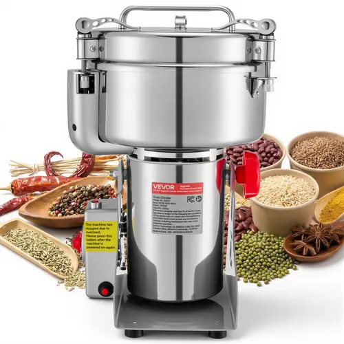 【DealsForYouDays】VEVOR 2500g Electric Grain Mill Grinder, 3400W 32000RPM High Speed Spice Corn Dry Grinding Machine, Stainless Steel Pulverizer Powder Machine for Dried Grains Coffee Beans Spices Nuts (270° Swing Type)
