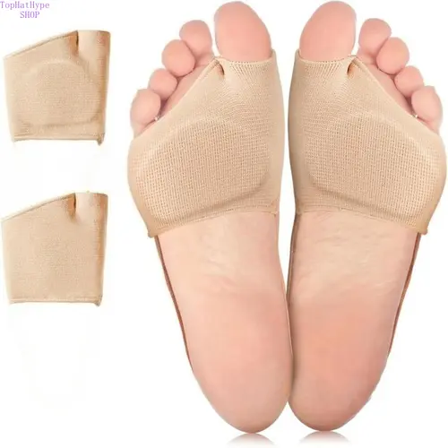 Unisex 2-Piece Metatarsal Pads Set - Socks-Compatible Forefoot Cushions, Thick Nylon-Rubber Fabric & Gel, Breathable Shockproof Selfcare Pads for Friction Reduction, Morton’s Neuroma Help, Daily Wear