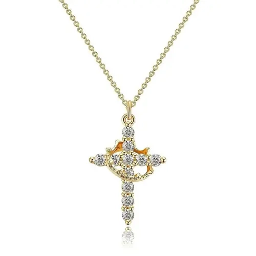 Dearmay Simple Crown & Cross Pendant Choker Necklace for Women & Men & Girls Pretty For Daily Clothing Decor Trendy All-match & Exquisite Fall BlackFriday Jewelry Gift for Easter