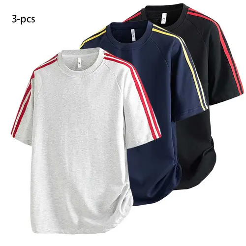 Men's Short-Sleeve Cool Athletic T Shirt - Bold Color Blocks, Relaxed Street Fit, Casual Sportswear, Streetwear Clothing, Loose Summer Male Clothing, Gifts for Him