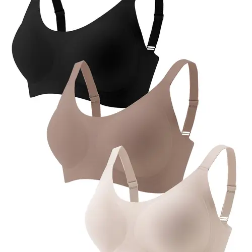 1/3/6 pack set of seamless women's bras, Casual Wireless Bras, with adjustable straps, jelly cooling sensation, wire-free support for a gathered back, comfortable, breathable, soft against the skin, suitable for daily casual wear and commuting